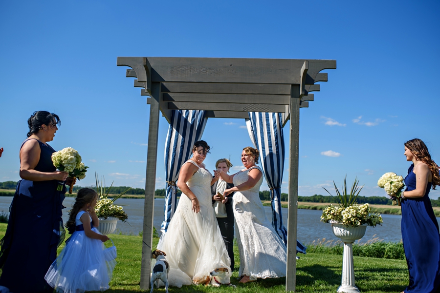 A lesbian couple happy after getting married.